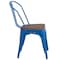 Flash Furniture Blue Metal Stackable Chair with Wood Seat, PK4 4-CH-31230-BL-WD-GG - alternate 6